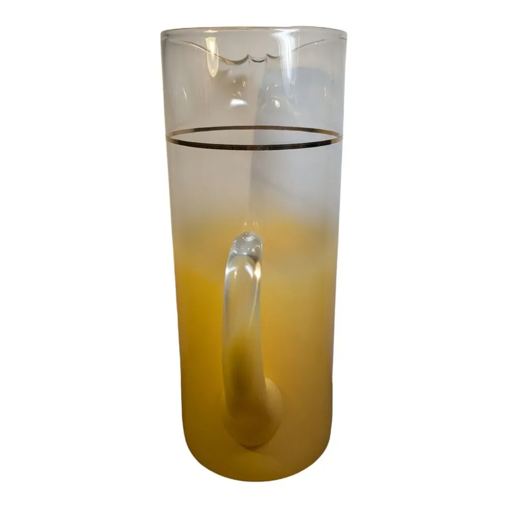 BLENDO Martini Pitcher Glass Vintage1950s Satin Mist Frosted Yellow 11.25
